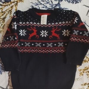 H&M Navy and Red Reindeer Crewneck